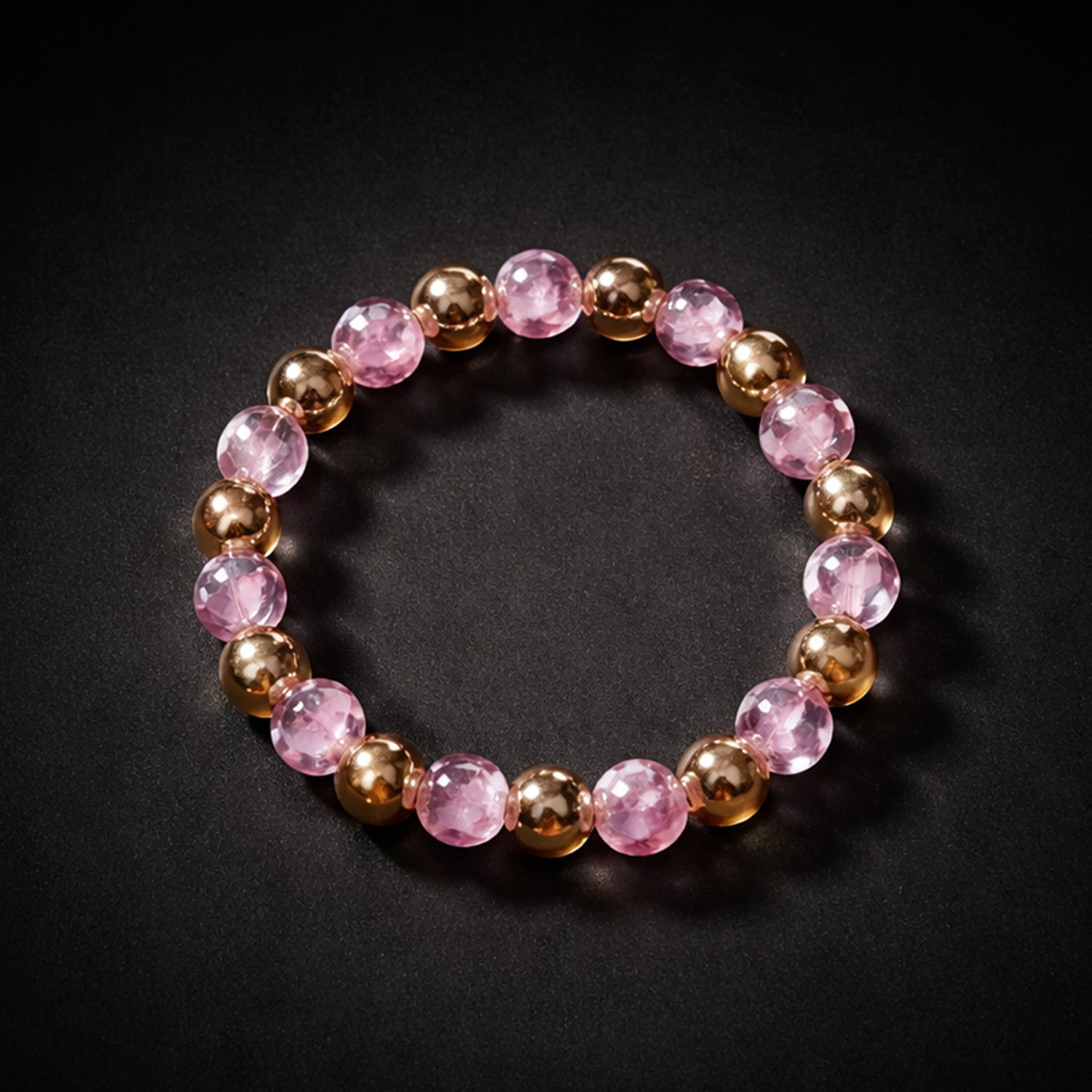 Elegant Pink Crystal Beaded Stretch Bracelet (1 Pc)