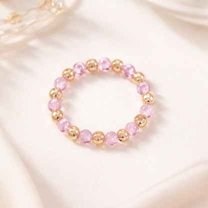 Elegant Pink Crystal Beaded Stretch Bracelet (1 Pc)