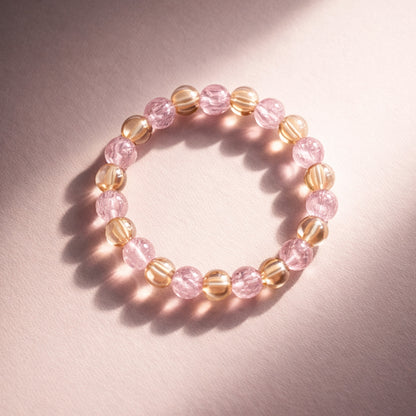 Elegant Pink Crystal Beaded Stretch Bracelet (1 Pc)
