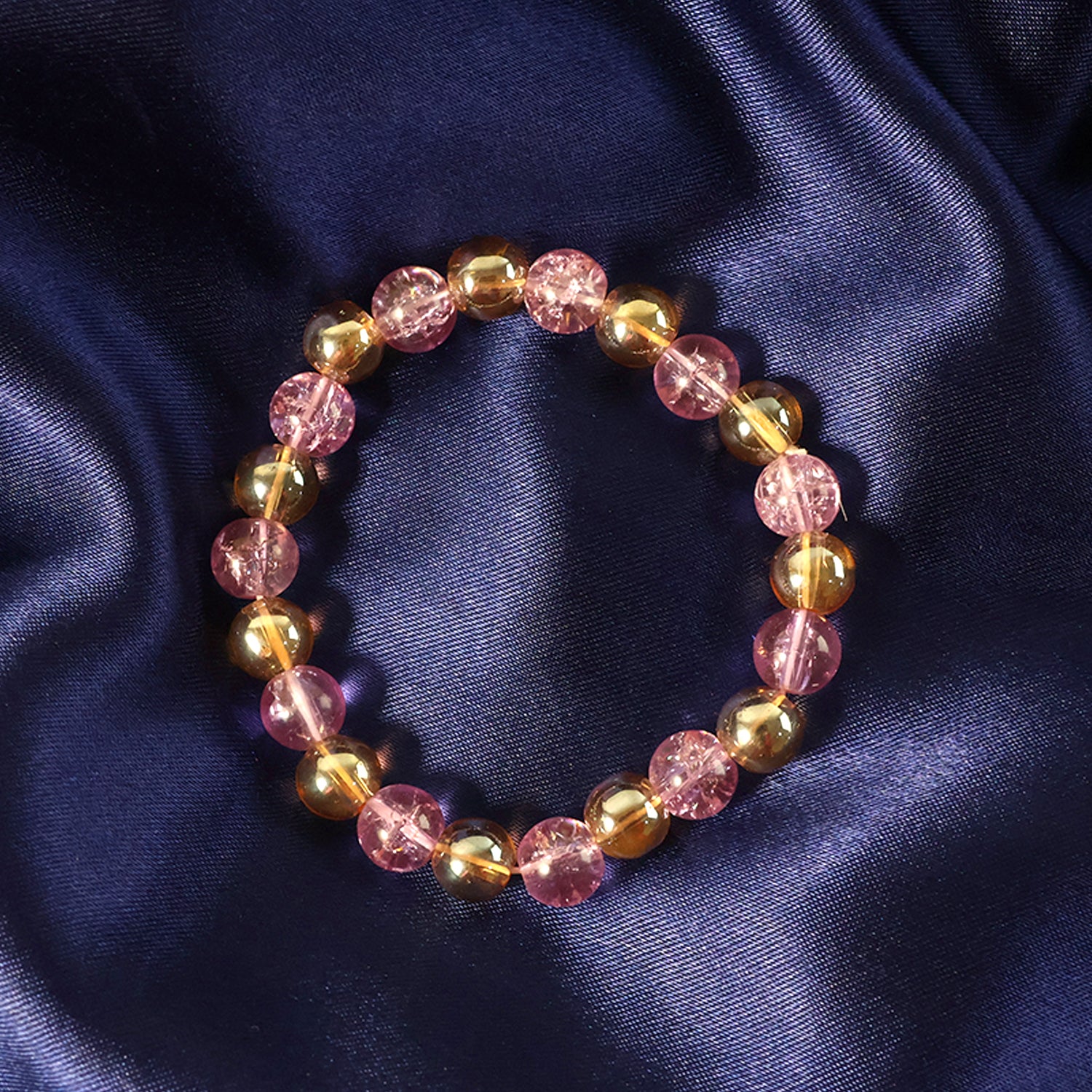 Elegant Pink Crystal Beaded Stretch Bracelet (1 Pc)