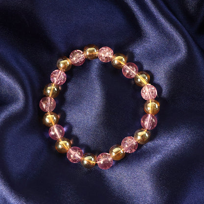 Elegant Pink Crystal Beaded Stretch Bracelet (1 Pc)