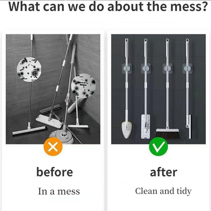 Self-Adhesive Mop and Broom Holder Clips (6 Pc Set)