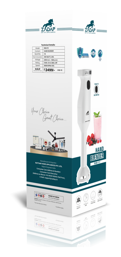 ZADAP RHB-111 hand blender anti-splash design demonstration