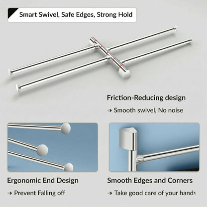 Premium Glossy Stainless Steel Wall Mounted 4 Rod Towel Holder Rack