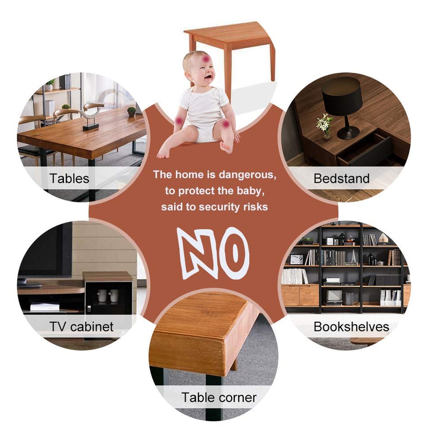 4 Pc Soft Foam Table Corner Protectors Set with Safety Tape