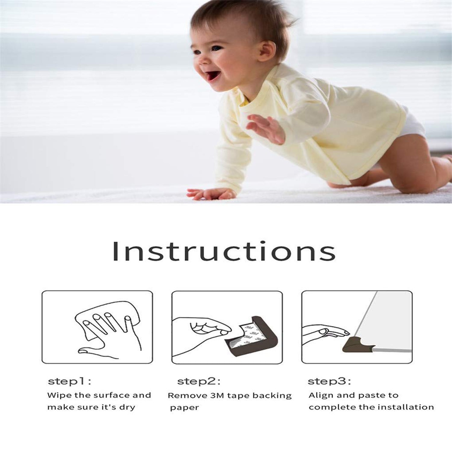 4 Pc Soft Foam Table Corner Protectors Set with Safety Tape