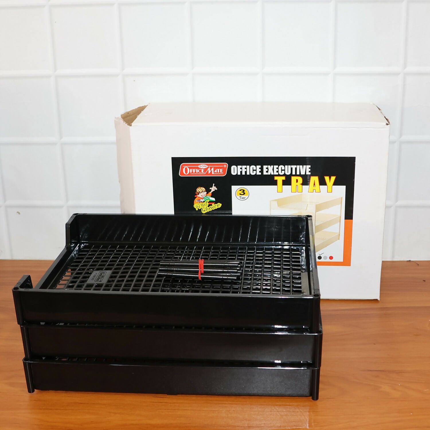 Office Mate 3-Layer Executive Document Tray | Durable Plastic File Organizer for Office (37.5 cm x 27.5 cm x 25.5 cm)