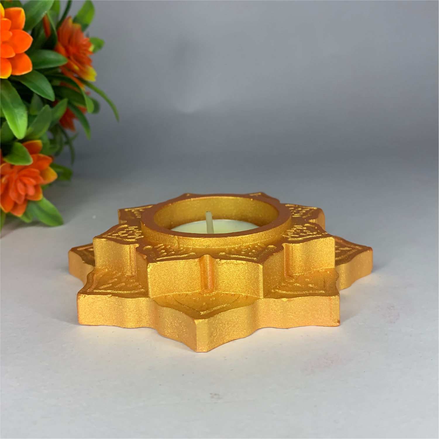 Handmade Lotus Diya – Rose Gold Tealight Holder | Traditional Candle Holder for Diwali, Pooja, Meditation & Home Décor | Festival Gift Item