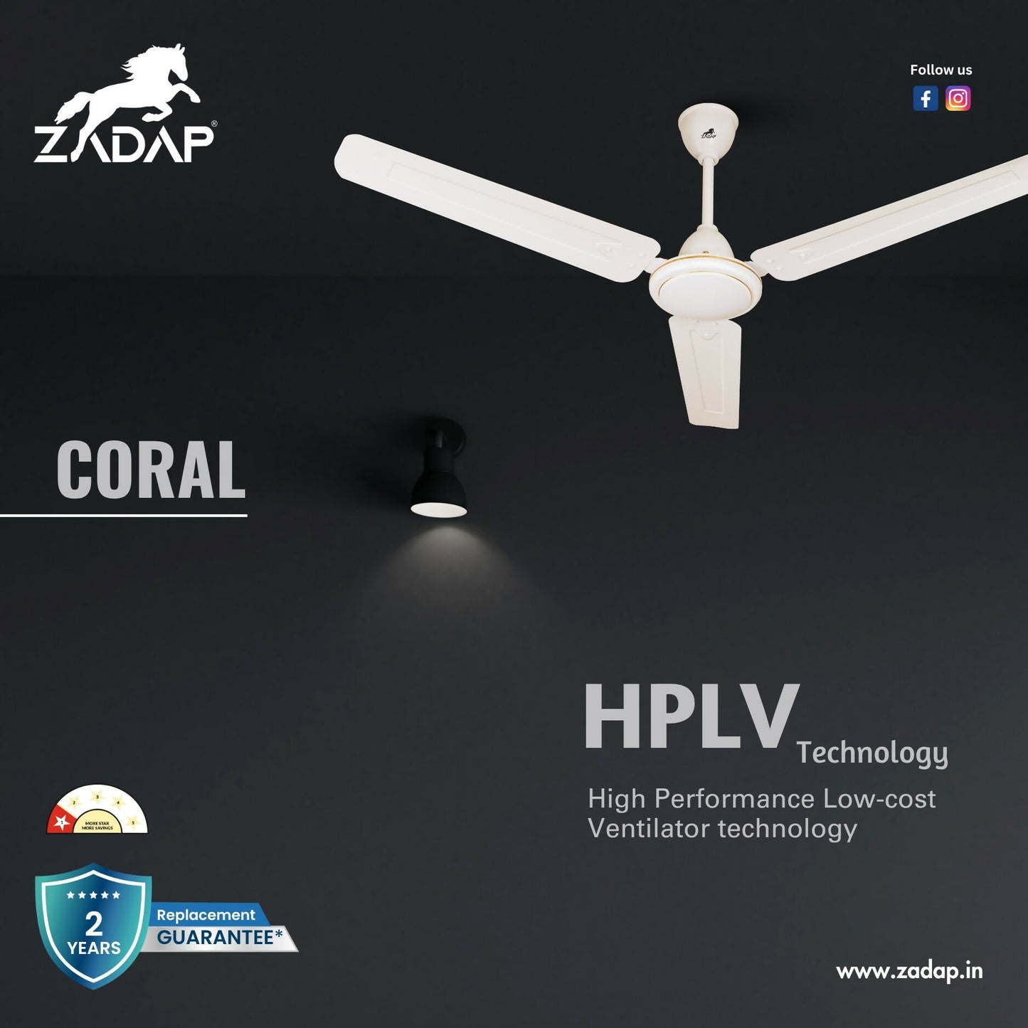 ZADAP Coral ceiling fan double ball bearing detail