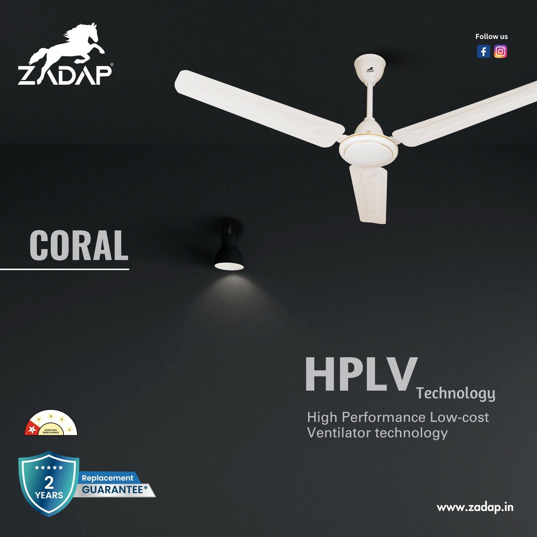 ZADAP Coral ceiling fan double ball bearing detail