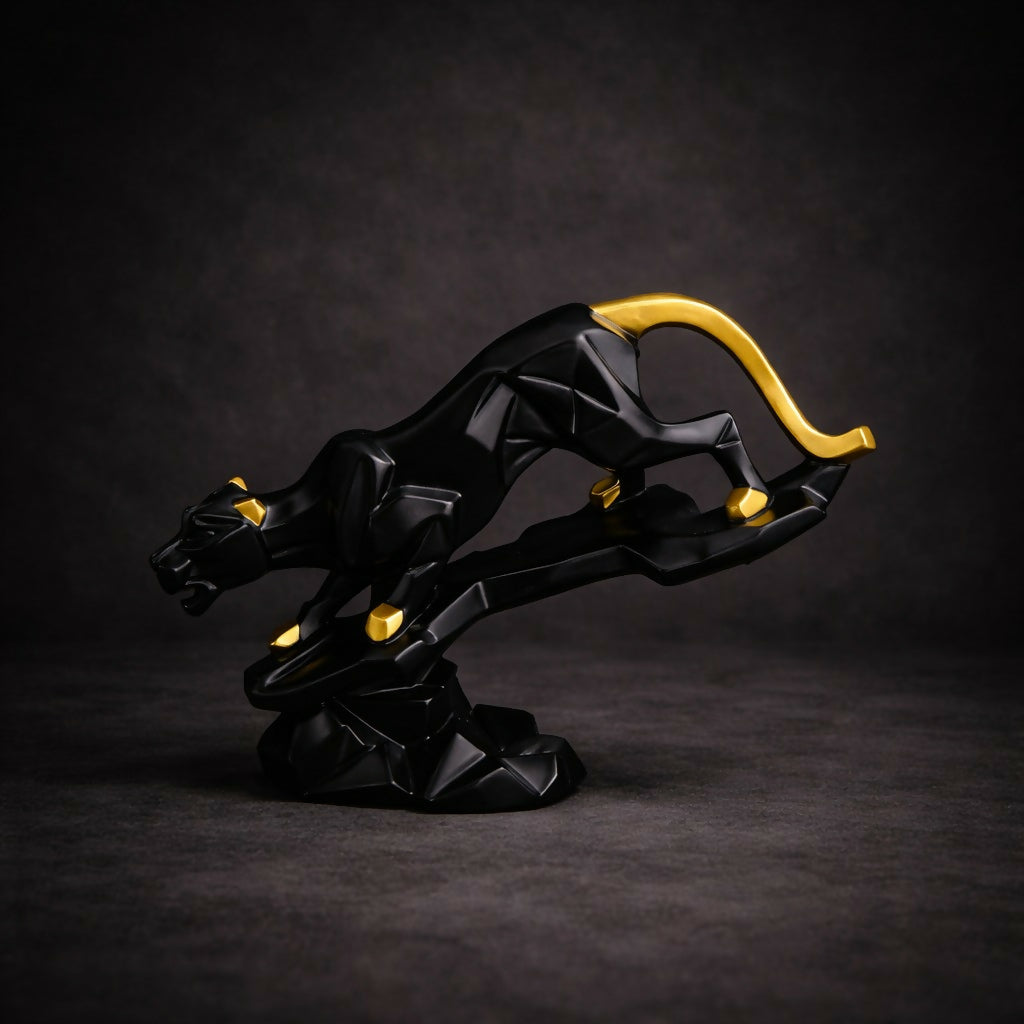 Abstract panther showpiece with gold accents for office decoration