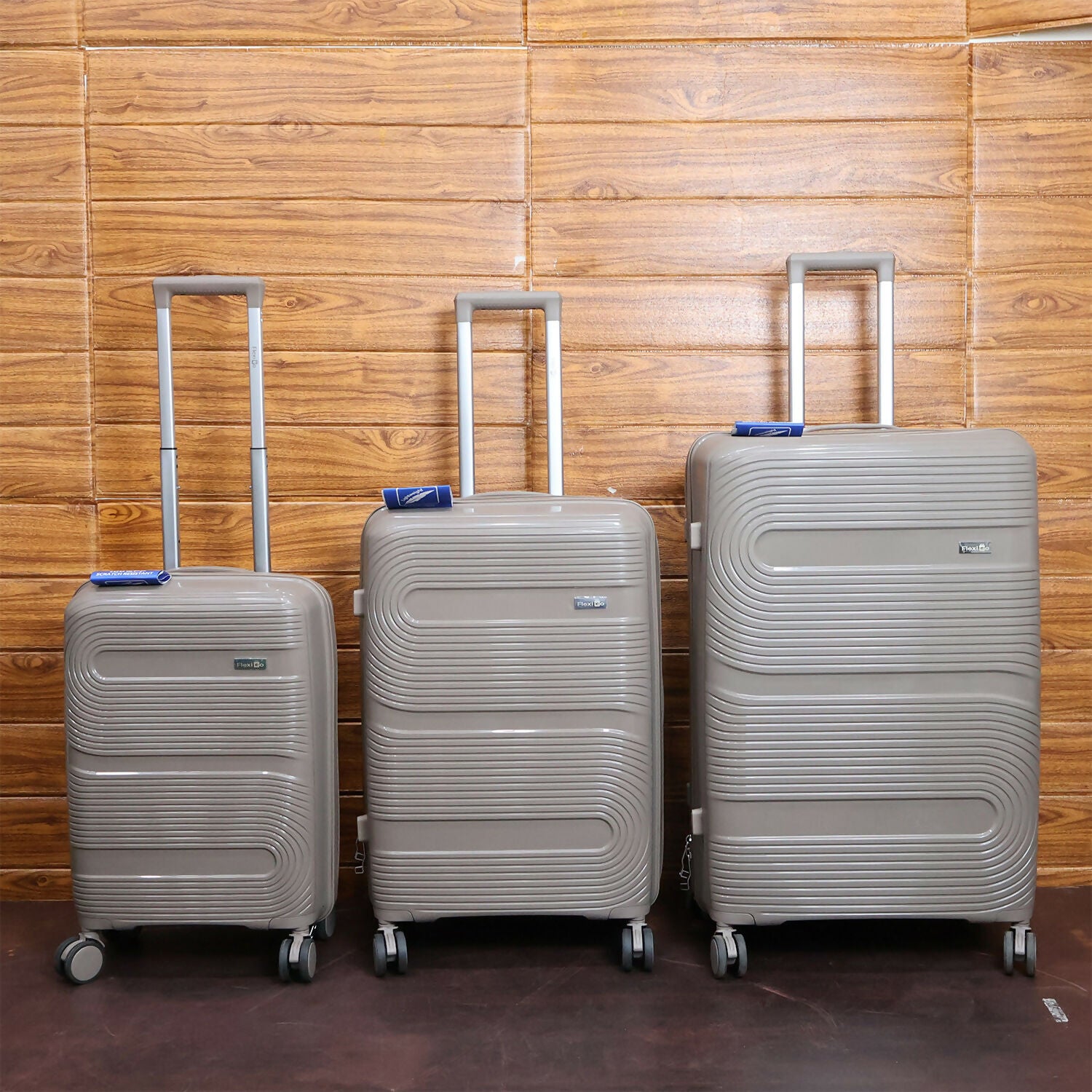 Beige Gold Hard Shell Cabin Trolley Suitcase with Telescopic Handle & 8 Wheels