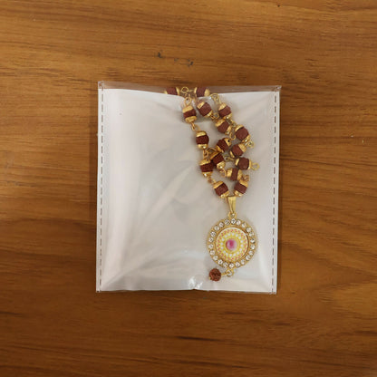 Elegant Rudraksha gold necklace & bracelet set with sparkling details