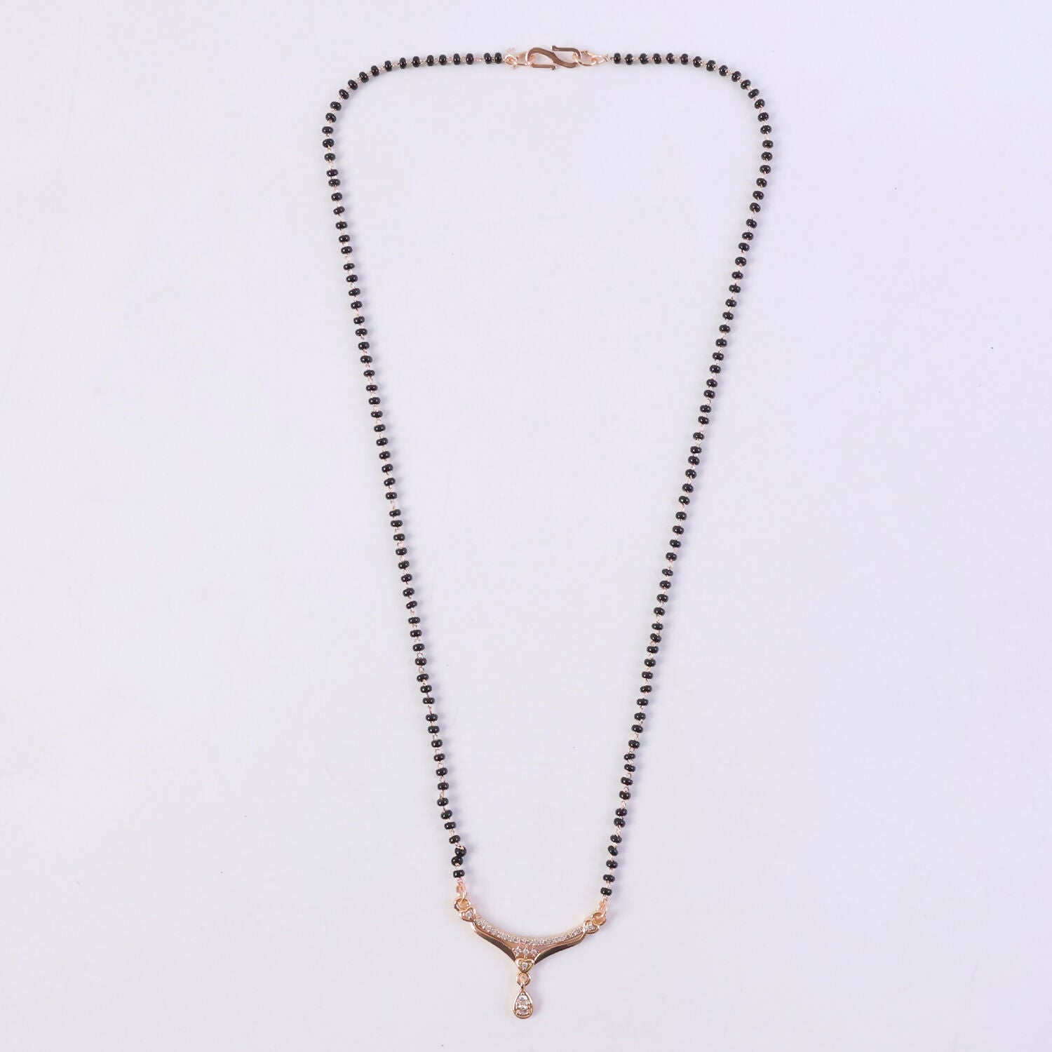 Classic Drop Pendant Mangalsutra with Curved Stone Bar