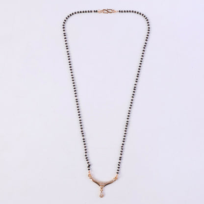 Classic Drop Pendant Mangalsutra with Curved Stone Bar