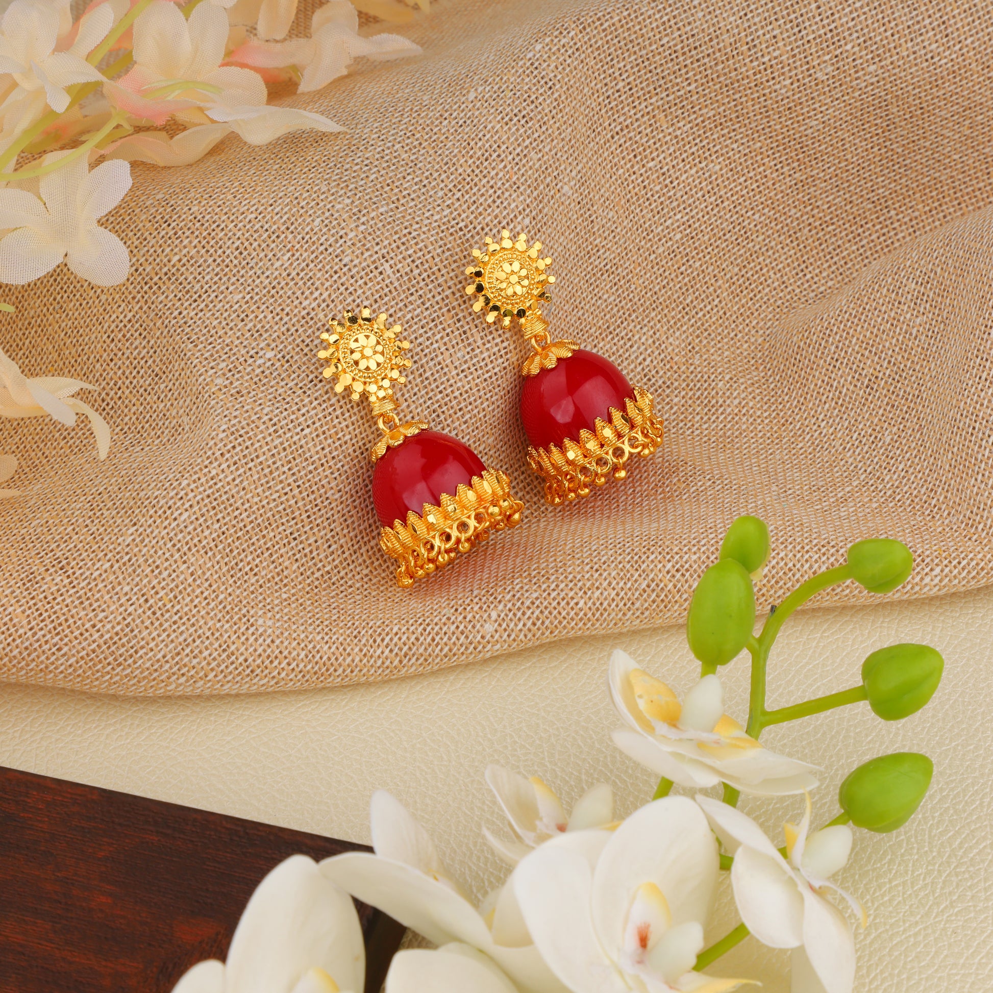 Bold & Beautiful: Radiant Red Jumka Earrings