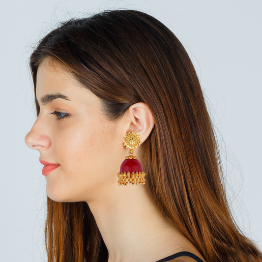 Bold & Beautiful: Radiant Red Jumka Earrings