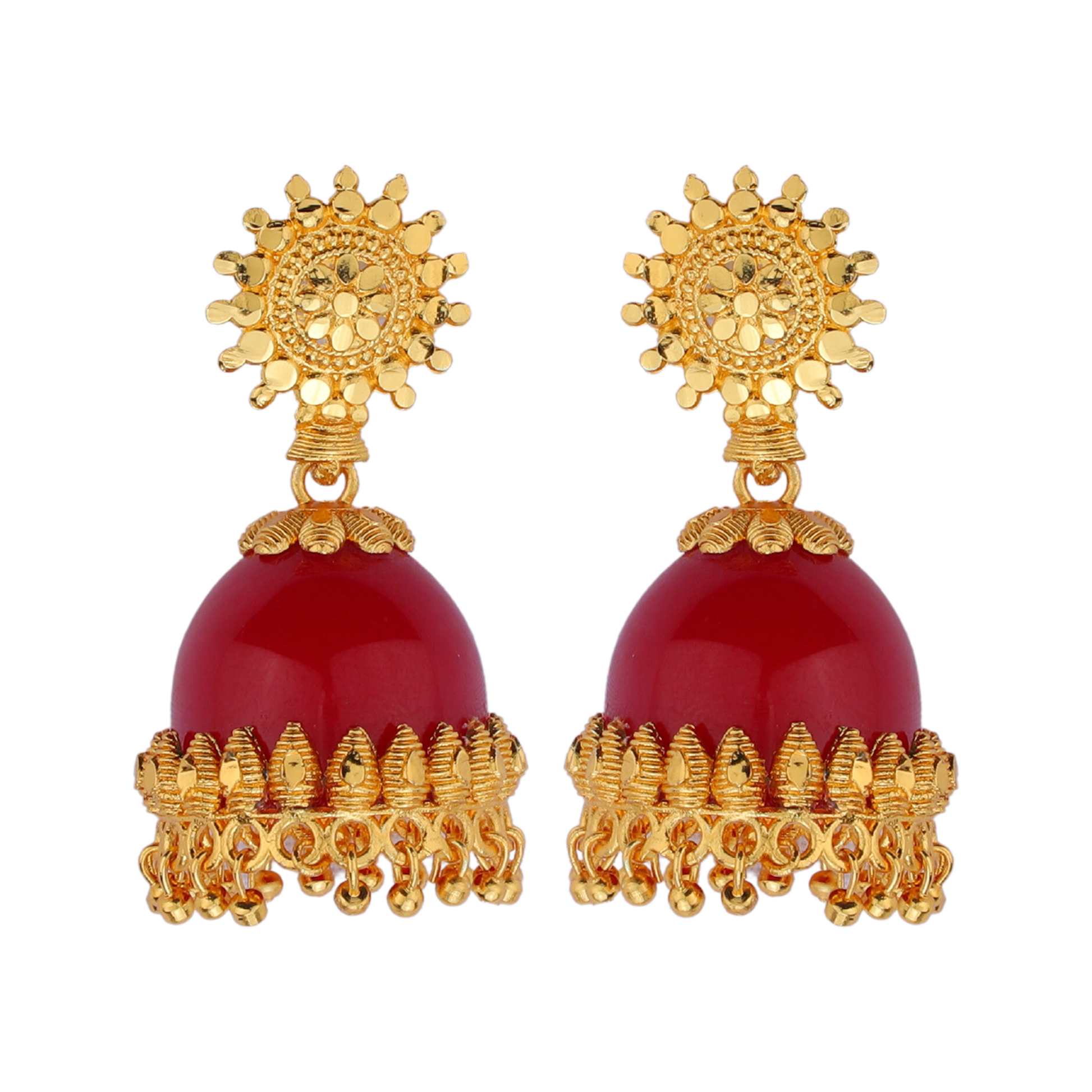 Bold & Beautiful: Radiant Red Jumka Earrings