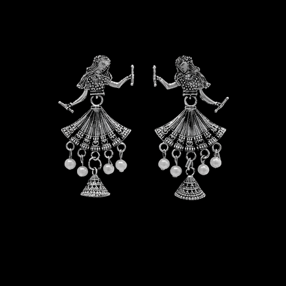 Elegant Oxidised Silver Doll Jhumka Earrings