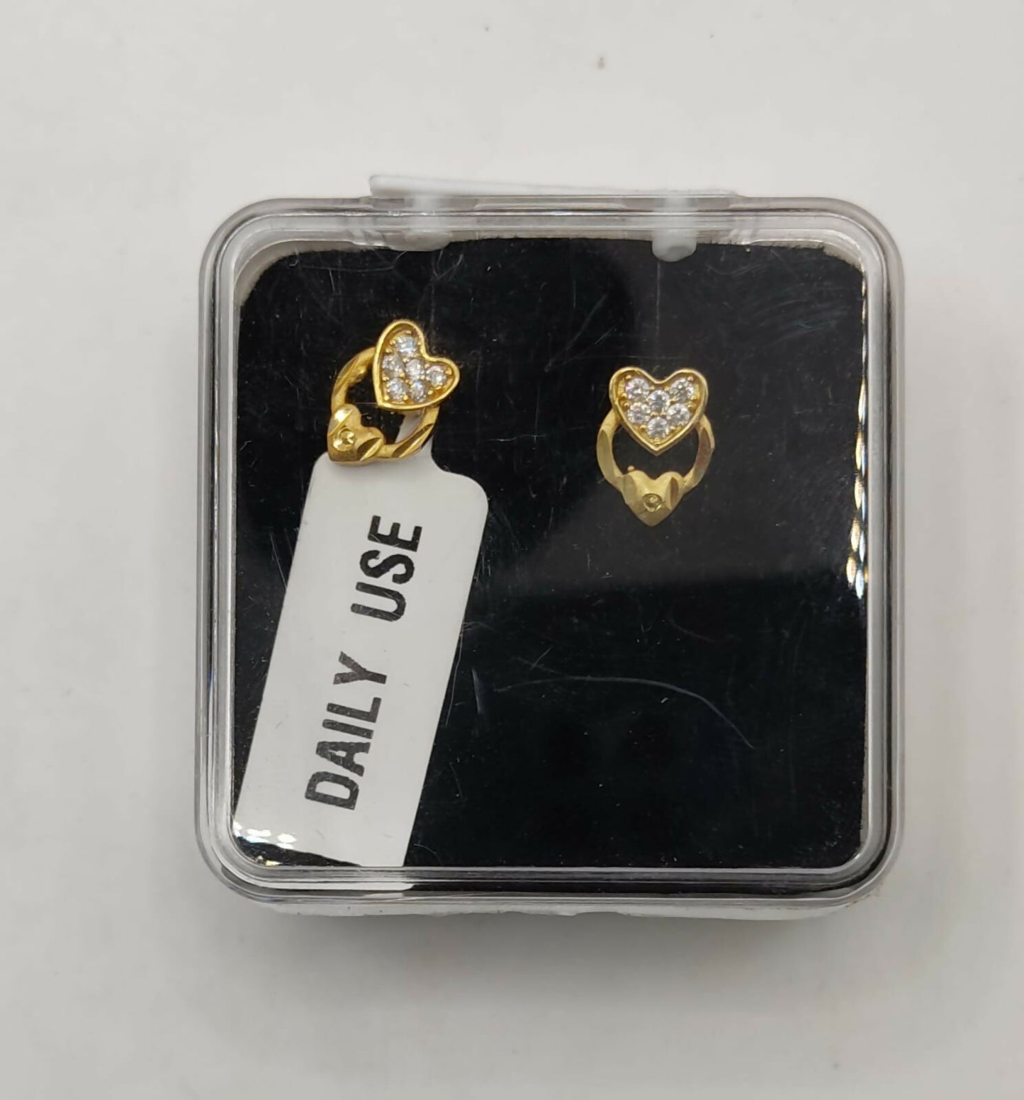 Heart Halo Stud Earrings | Gold Plated AD Daily Use for women and girls