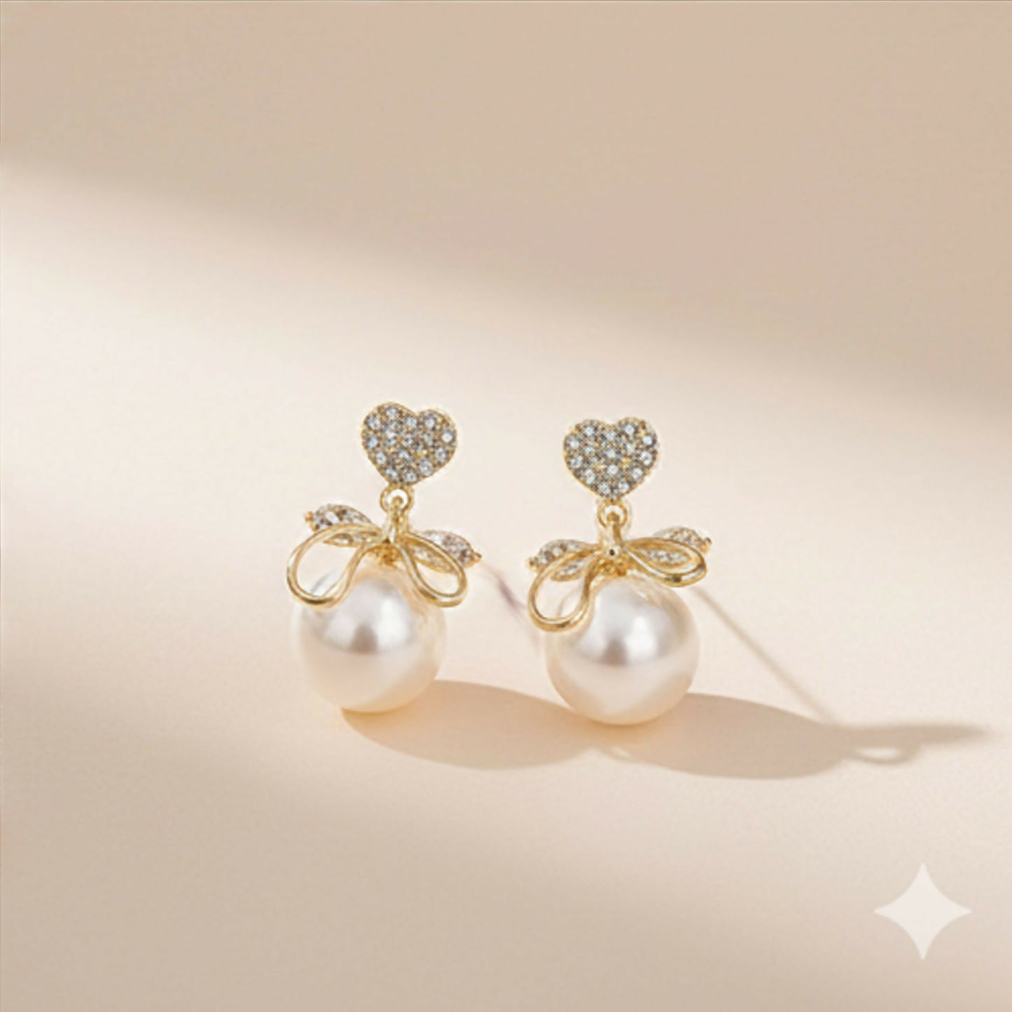 Detailed look at pearl and crystal accents in earrings