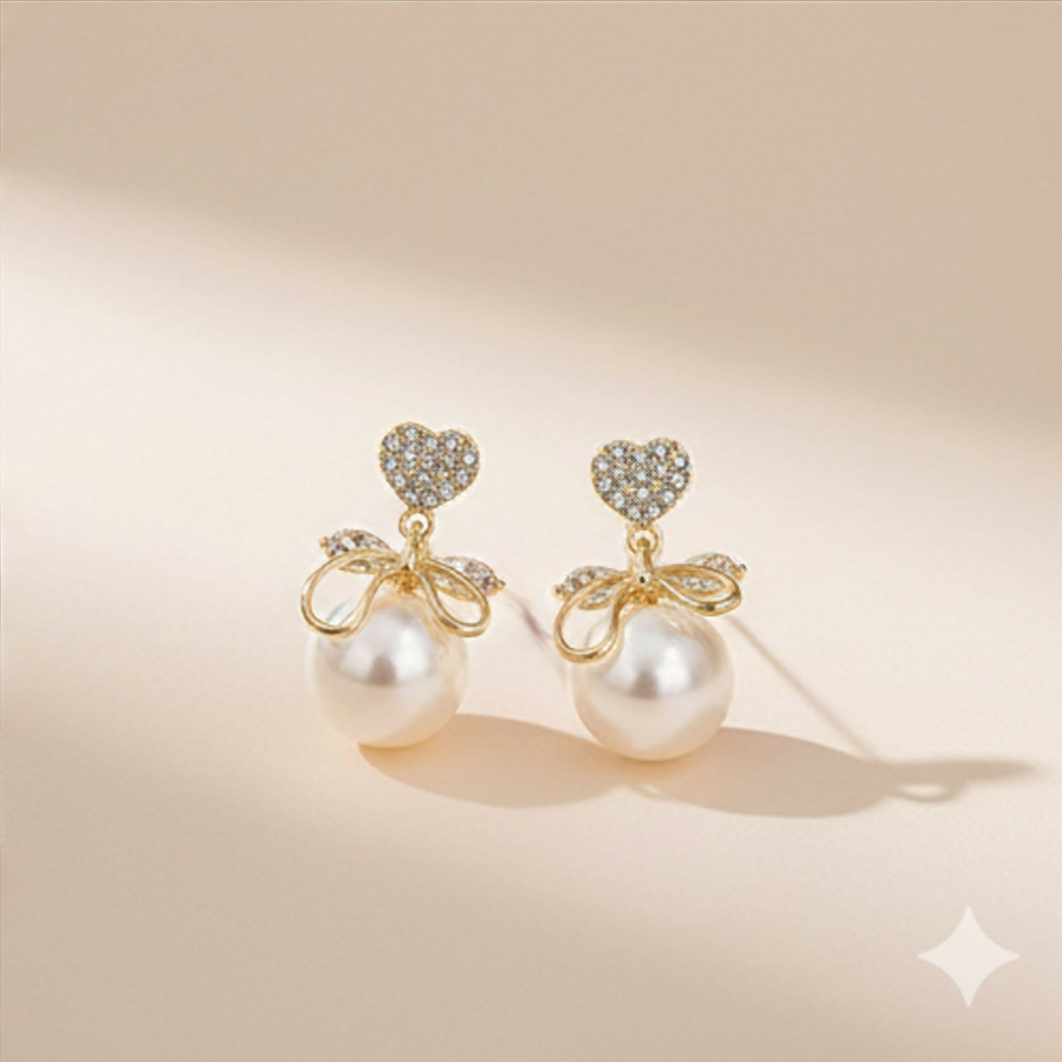 Detailed look at pearl and crystal accents in earrings