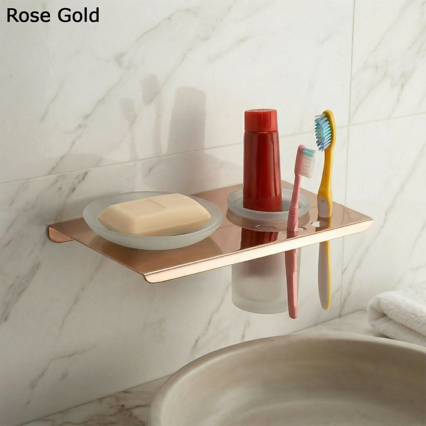 Premium Stainless Steel Wall Mounted Soap Dish with Toothbrush Holder Organizer