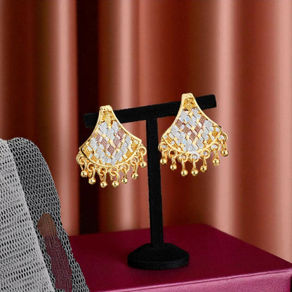 Traditional Gold-Plated "Pankhi" (Fan) Design Necklace Set with Multicolor Enamel