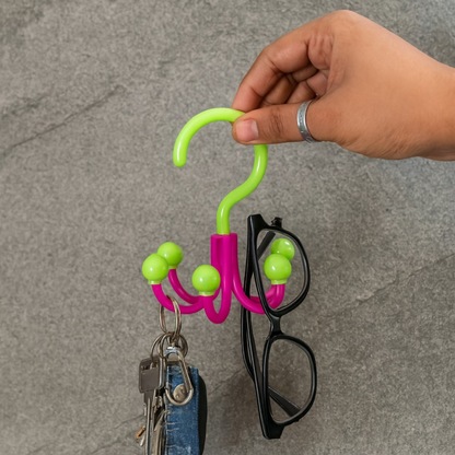 Multipurpose 360° Rotating Plastic Mini Hanger Hook Set of 4 | Colorful Multi Hook Organizer for Keys, Socks, Glasses, Towels & Accessories | Durable Rotating Hook for Wardrobe, Bathroom & Kitchen Use