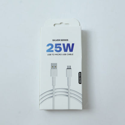 25W Micro USB cable connected to an Android smartphone