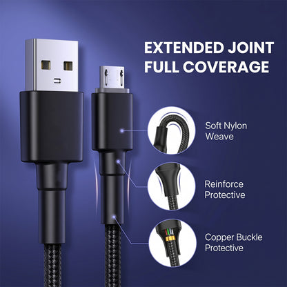 30W USB to Micro USB Braided Charging Cable with Mobile Stand (1 Pc, 1 Mtr)