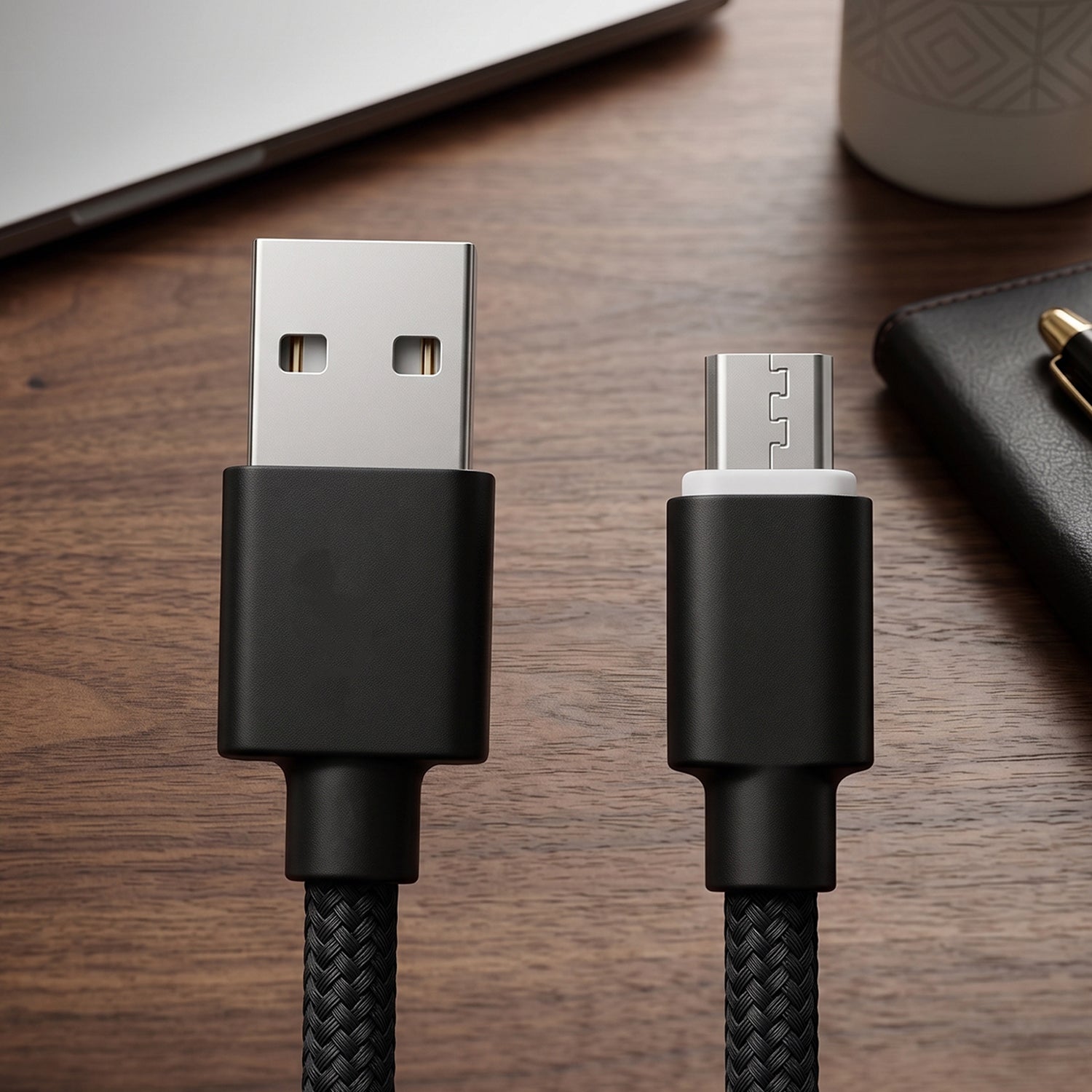 30W USB to Micro USB Braided Charging Cable with Mobile Stand (1 Pc, 1 Mtr)