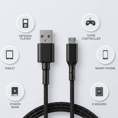 30W USB to Micro USB Braided Charging Cable with Mobile Stand (1 Pc, 1 Mtr)