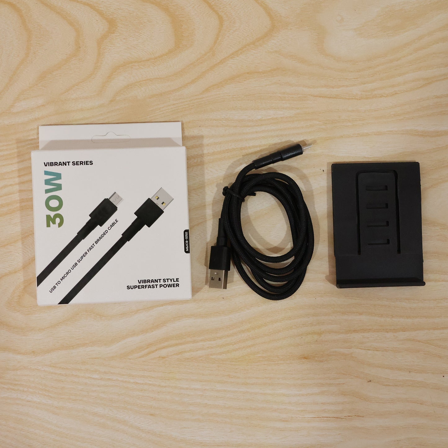 30W USB to Micro USB Braided Charging Cable with Mobile Stand (1 Pc, 1 Mtr)