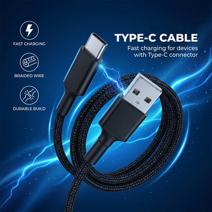 65W USB to Type-C Braided Charging Cable with Mobile Stand (1 Pc, 1 Mtr)