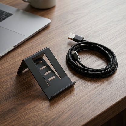65W USB to Type-C Braided Charging Cable with Mobile Stand (1 Pc, 1 Mtr)