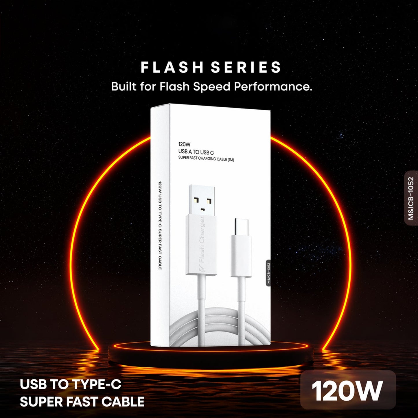 Flash Series 120W USB to Type C Super Fast Charging Cable (1 Mtr)
