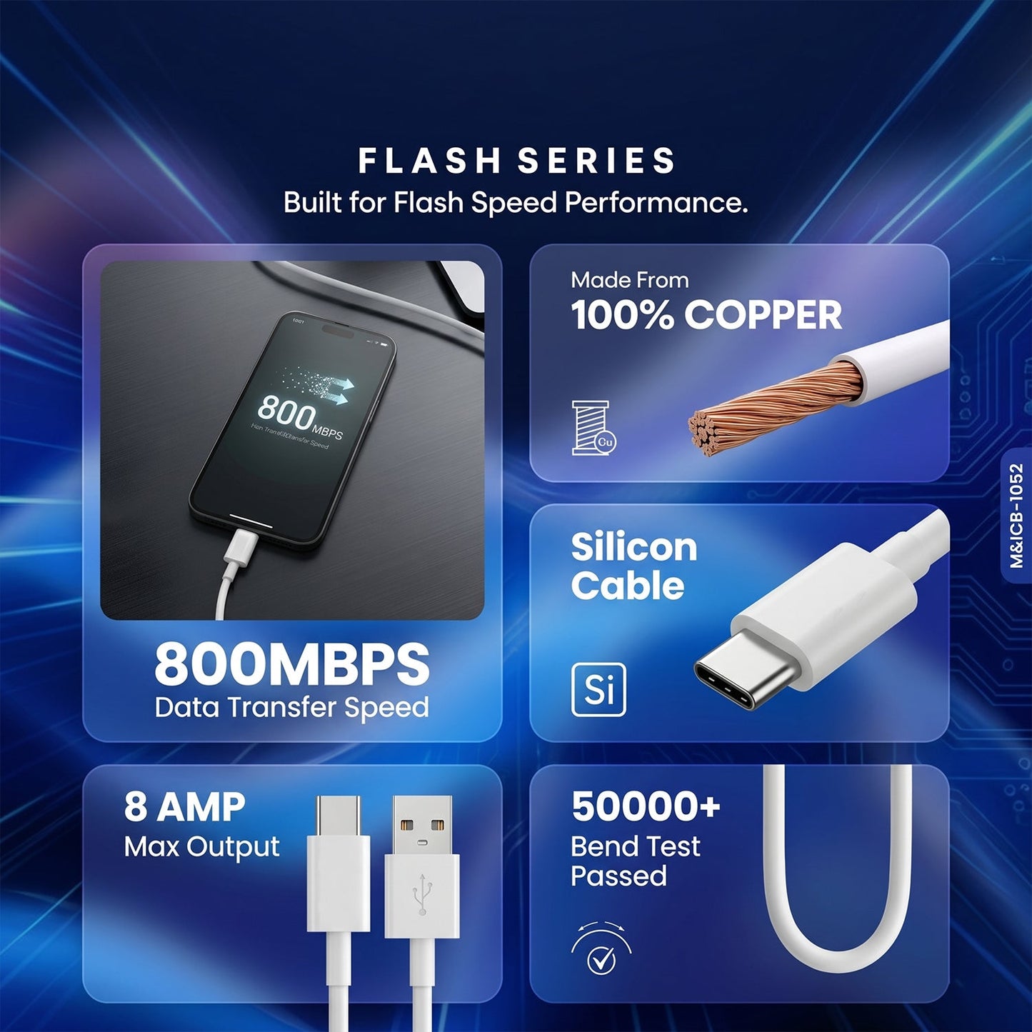 Flash Series 120W USB to Type C Super Fast Charging Cable (1 Mtr)