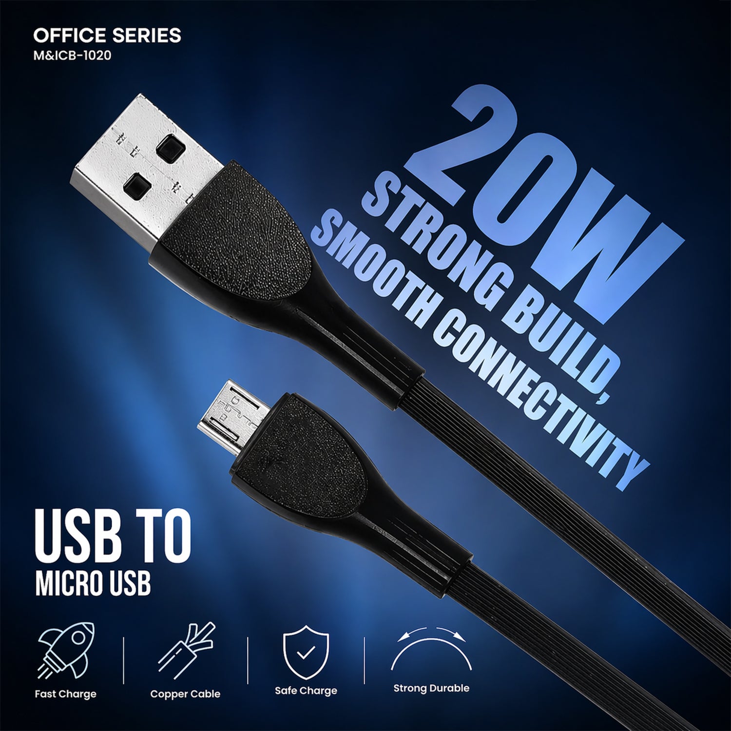 Office Series 20W USB to Micro USB Fast Charging Cable (1 Pc)