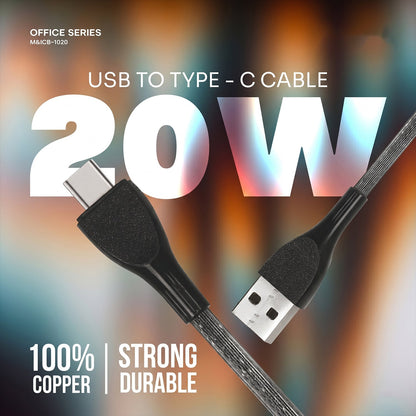 Office Series 20W USB to Type-C Fast Charging Cable (1 Pc)