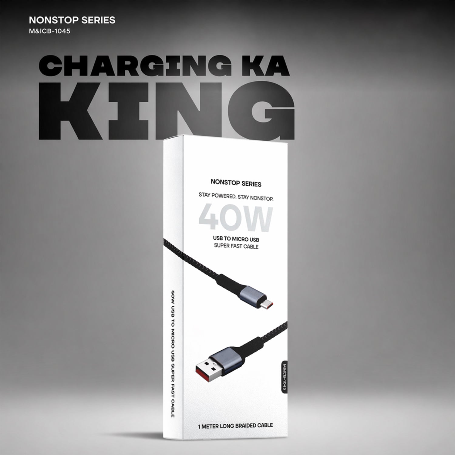 Nonstop Series 40W USB to Micro USB Super Fast Charging Cable (1 Mtr)