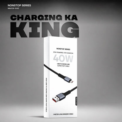 Nonstop Series 40W USB to Micro USB Super Fast Charging Cable (1 Mtr)