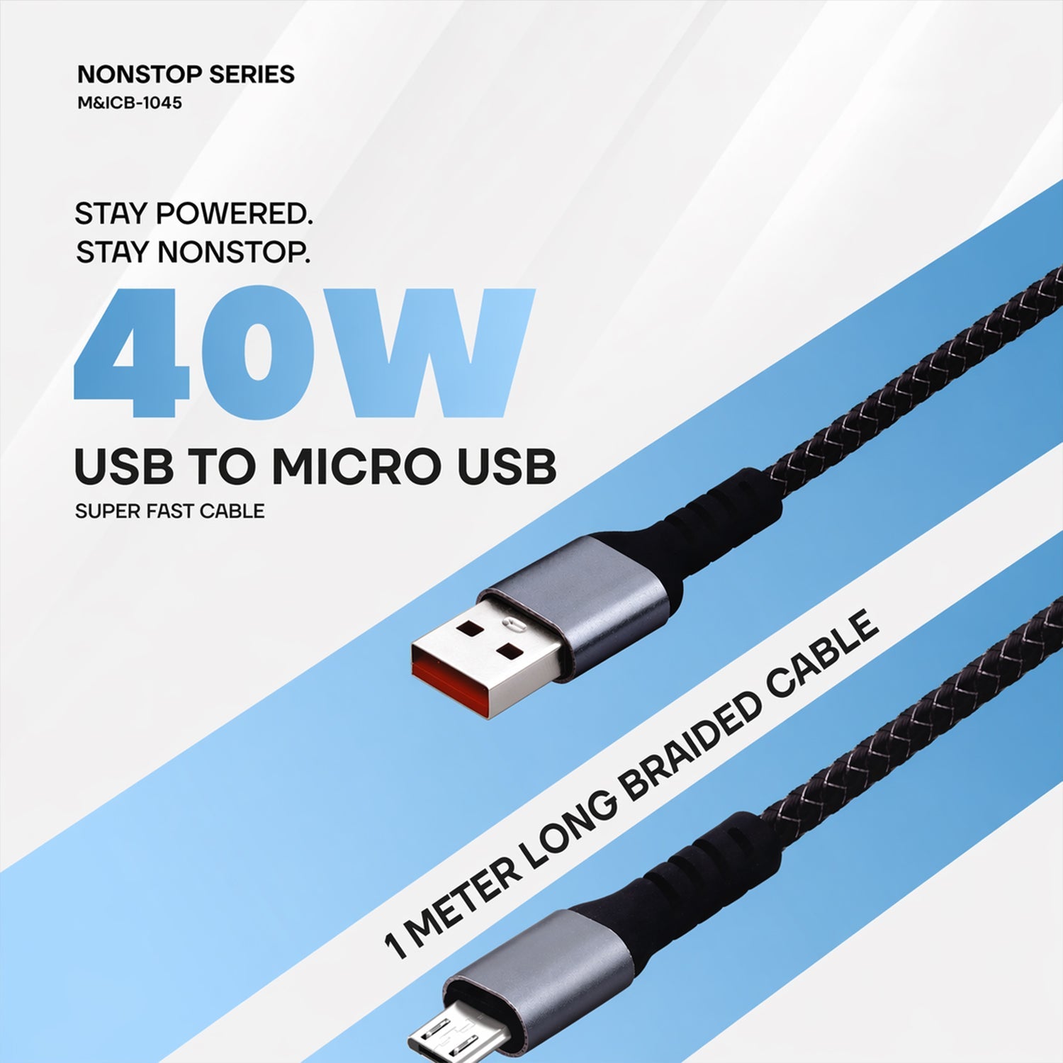 Nonstop Series 40W USB to Micro USB Super Fast Charging Cable (1 Mtr)