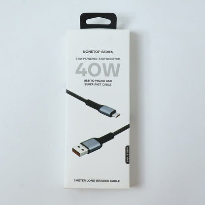 Nonstop Series 40W USB to Micro USB Super Fast Charging Cable (1 Mtr)