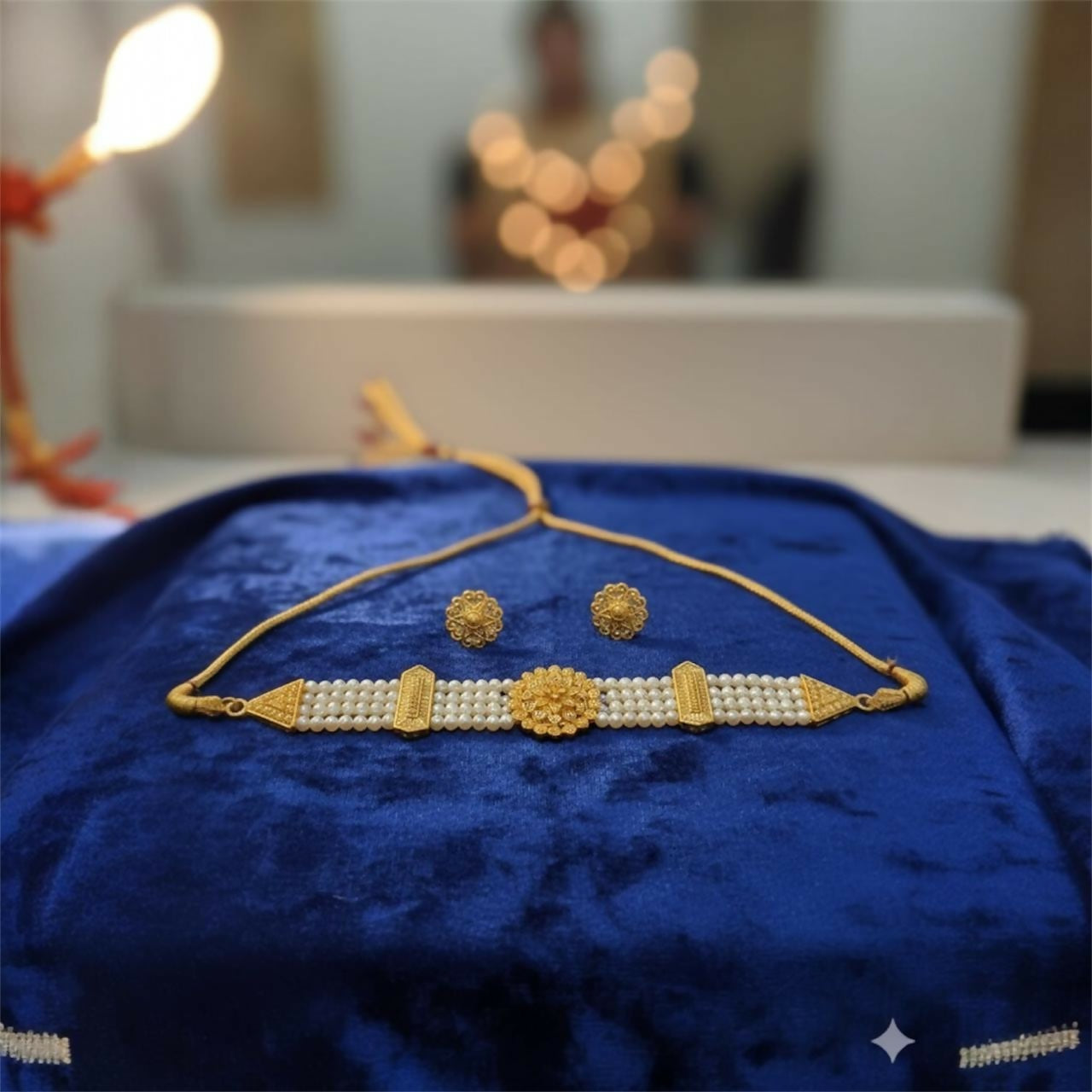 Premium Gold-Plated Pearl Chick Set | Traditional Bridal Jewellery Set