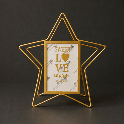 Star Shape Metal Photo Frame Table Decor Stand Display Frame