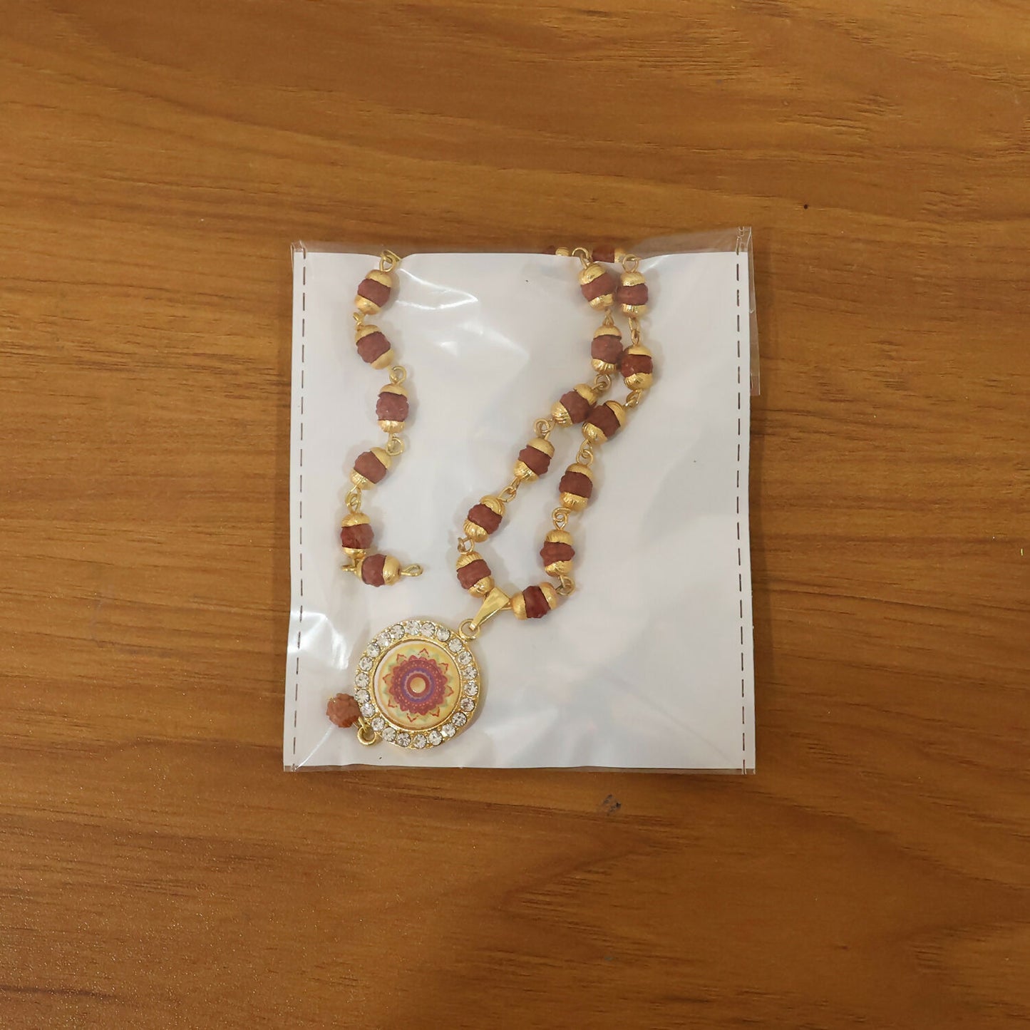 Rudraksha Gold Necklace & Bracelet Set with Mandala Pendant