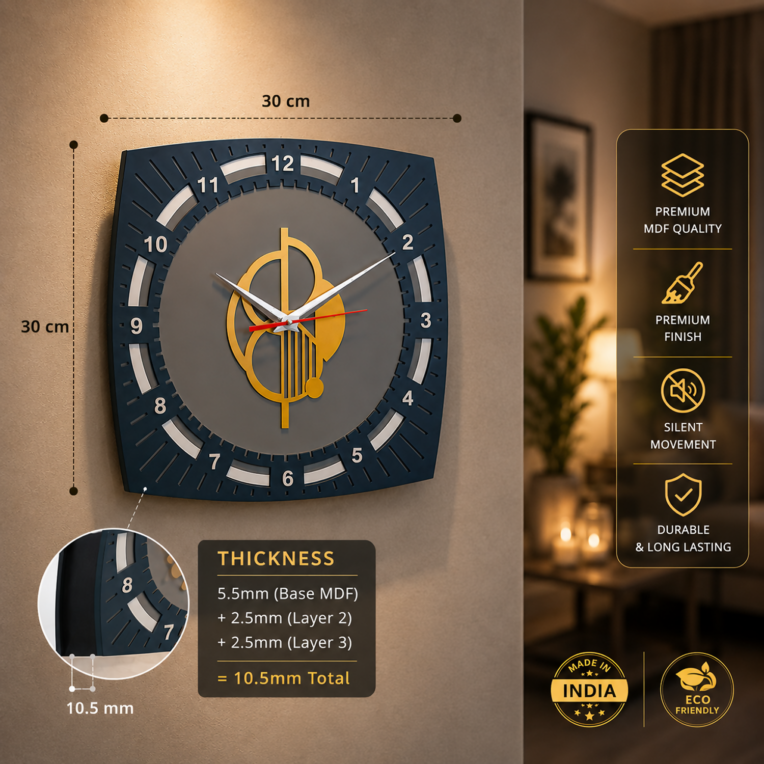 Rounded Square Clock 6 home decor