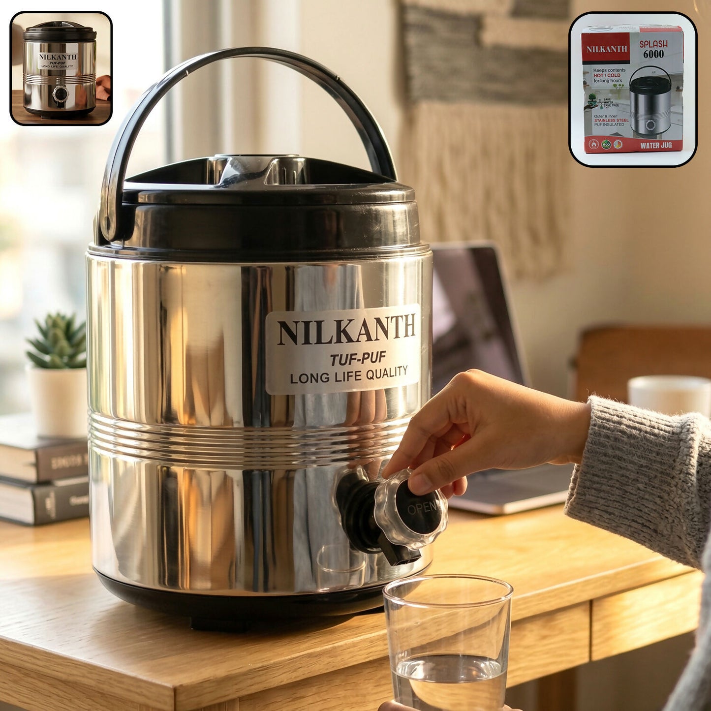 Nilkanth Splash 6000 stainless steel insulated water dispenser front view