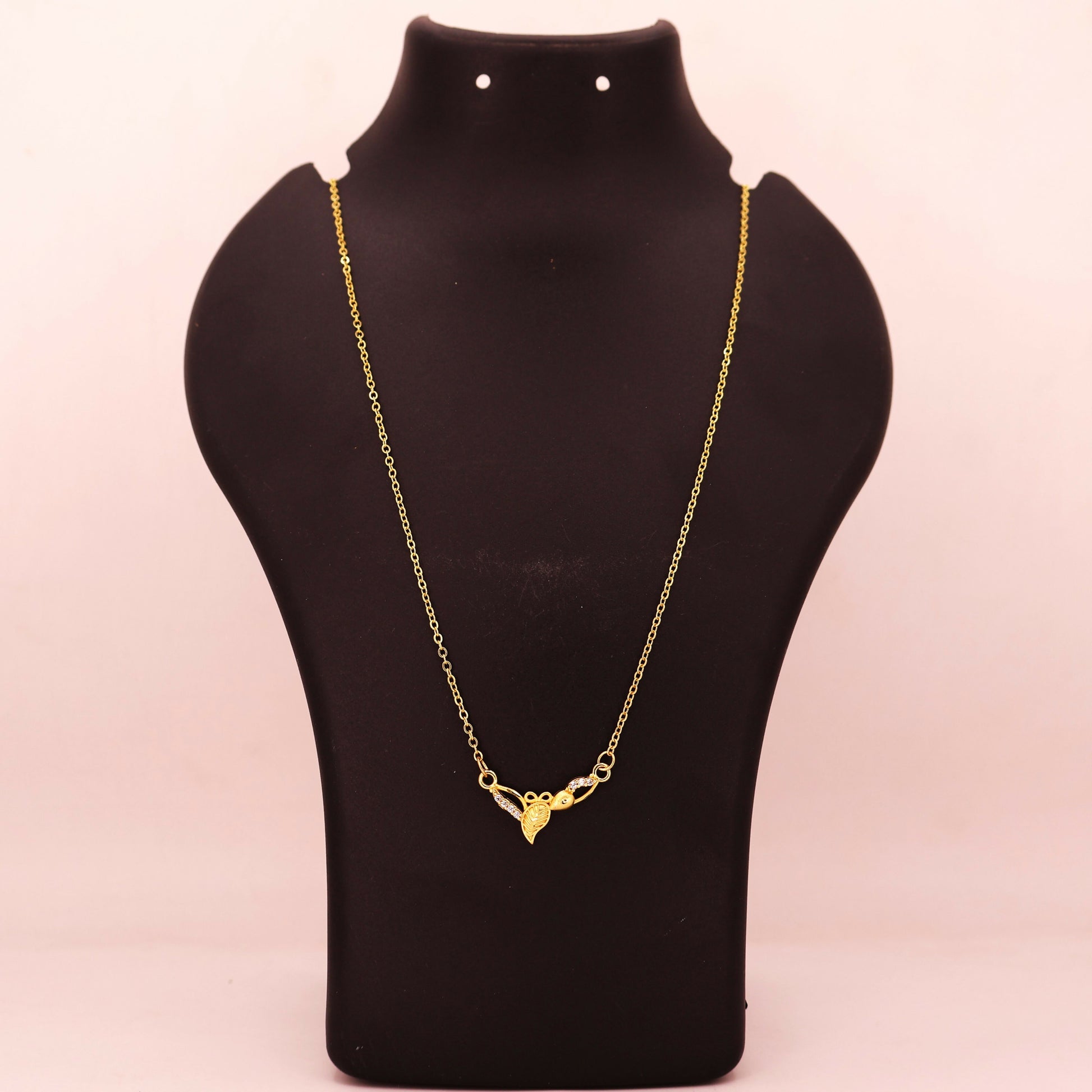 Gold Plated Floral Leaf Necklace with AD For women and girls